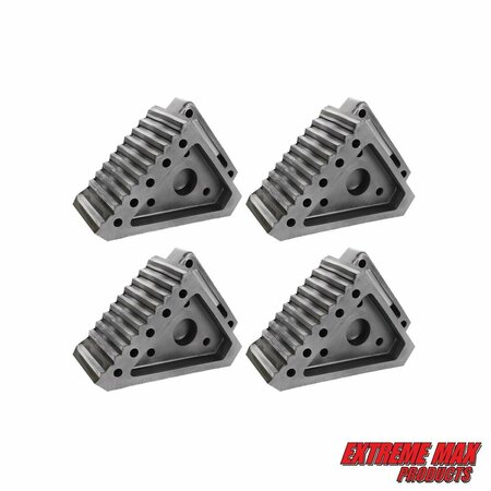 EXTREME MAX Extreme Max 5001.5772.4 Heavy-Duty Solid Rubber Wheel Chock with Handle - Value 4-Pack 5001.5772.4